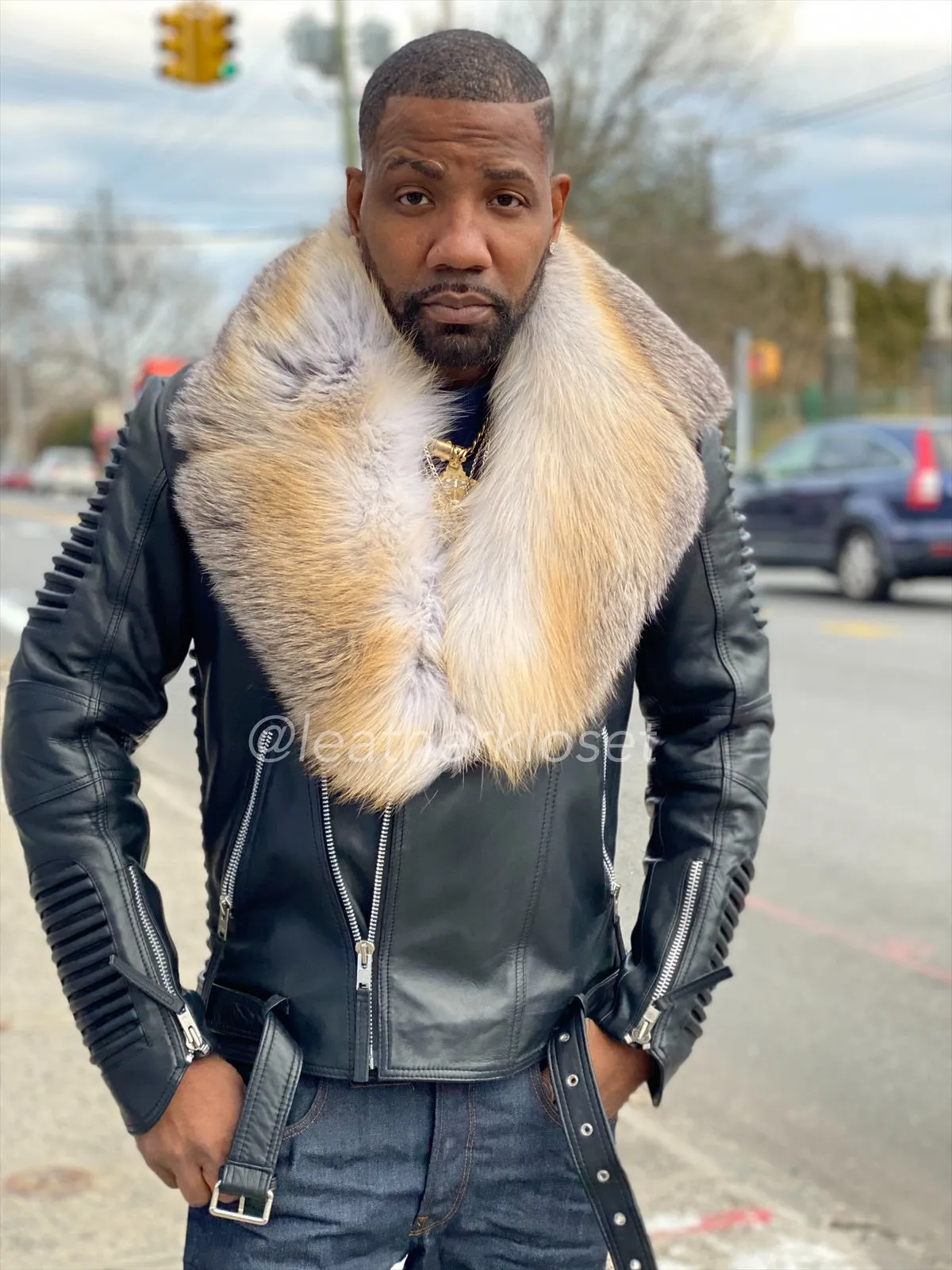 Men's Trey Biker Full Fox Fur Collar [Gold Fox]