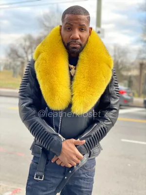 Men's Trey Biker Full Fox Fur Collar [Yellow Fox]