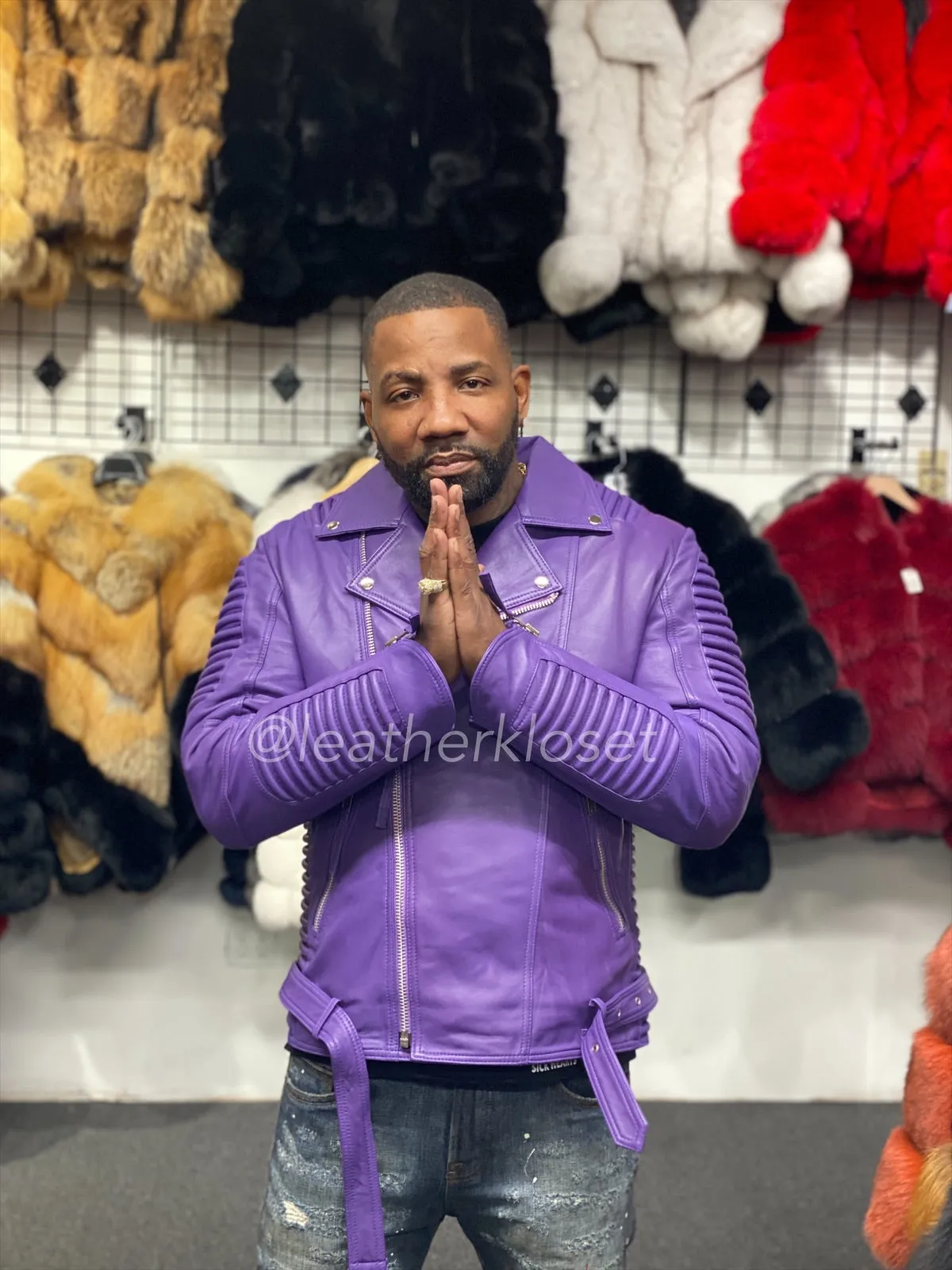 Men's Trey Biker Jacket Purple
