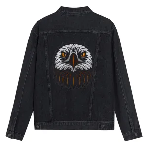 Mens Vintage Cartoon Prints EAGLES Denim Jacket