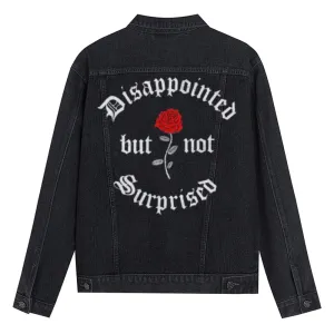 Mens Vintage DISAPPOINTED BUT NO SURPRISE Skull Graphic Denim Jacket