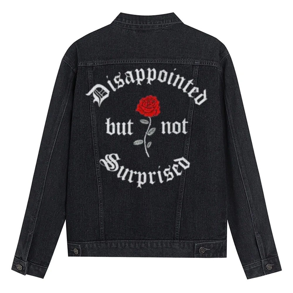 Mens Vintage DISAPPOINTED BUT NO SURPRISE Skull Graphic Denim Jacket