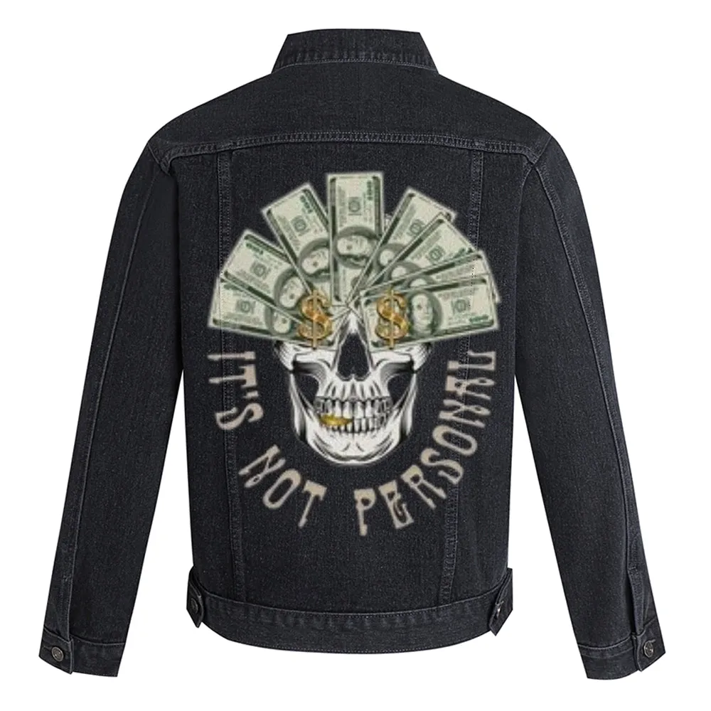 Mens Vintage IT'S NO PERSONAL Graphic Denim Jacket