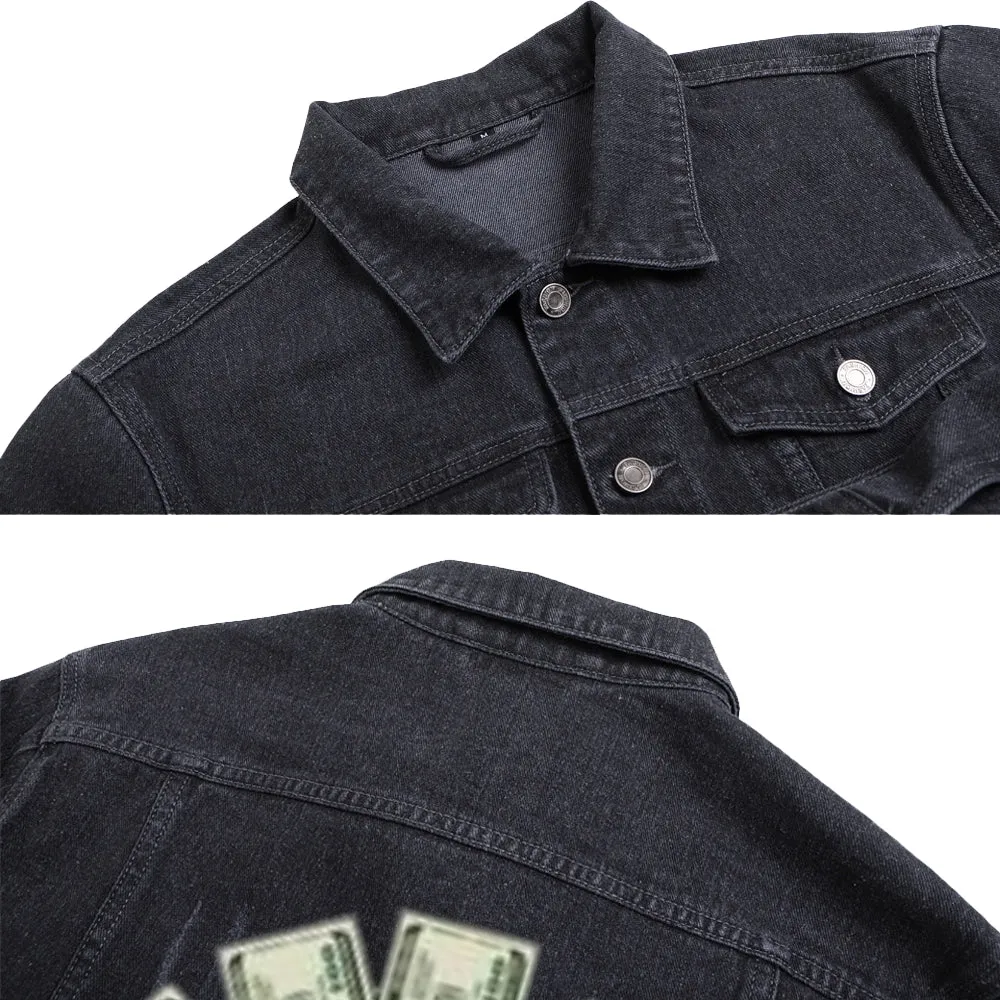 Mens Vintage IT'S NO PERSONAL Graphic Denim Jacket