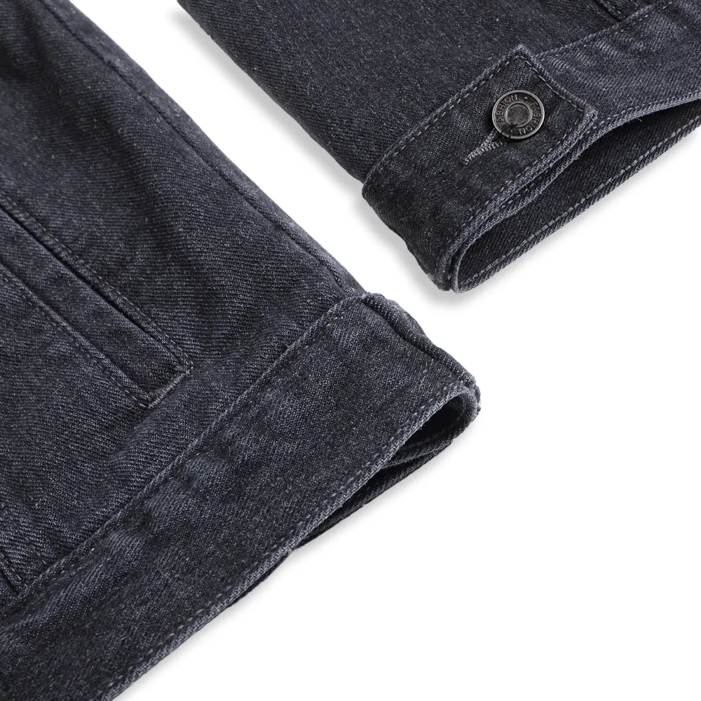Mens Vintage Letter V Graphic Denim Jacket