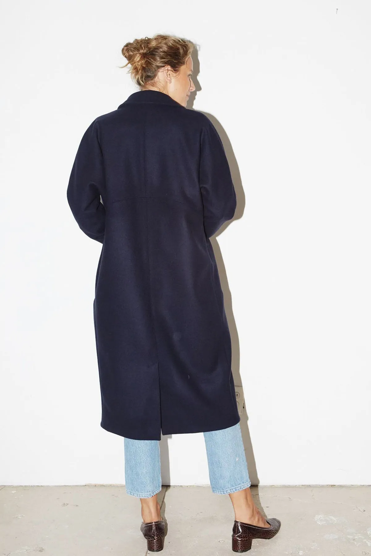 Night Blue Cashmere Wool Escape Coat
