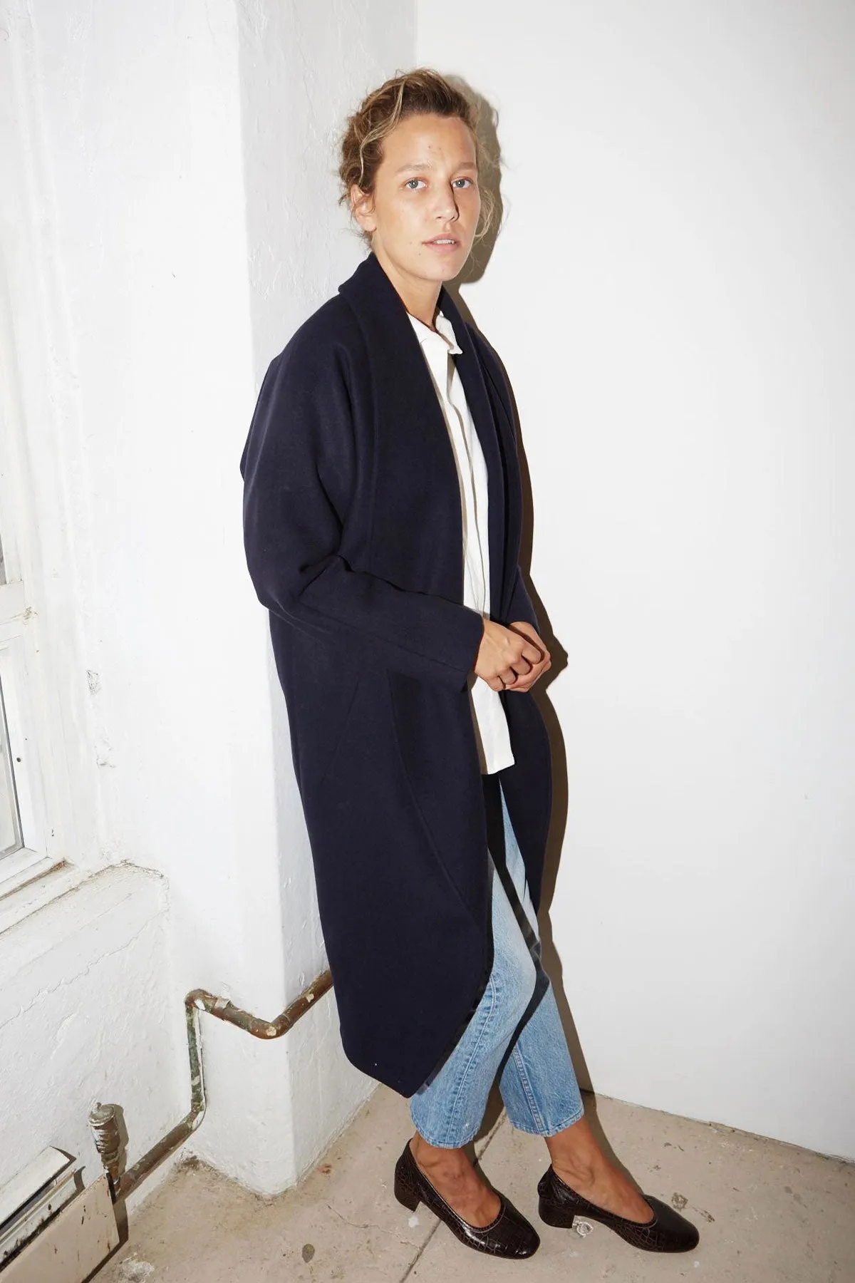 Night Blue Cashmere Wool Escape Coat