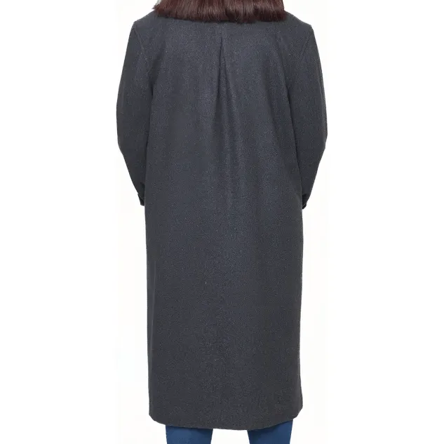 Patrice Womens Regular Fit Charcoal Grey Wool Coat