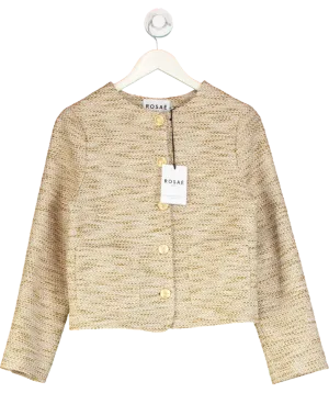 Rosae Paris Beige Le Gauthier Coffee Tweed Jacket UK 6