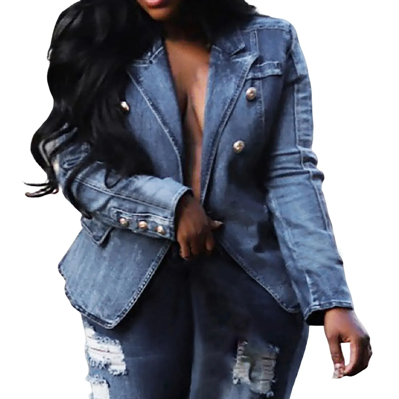 Royal Denim Double Breasted Notch Lapels