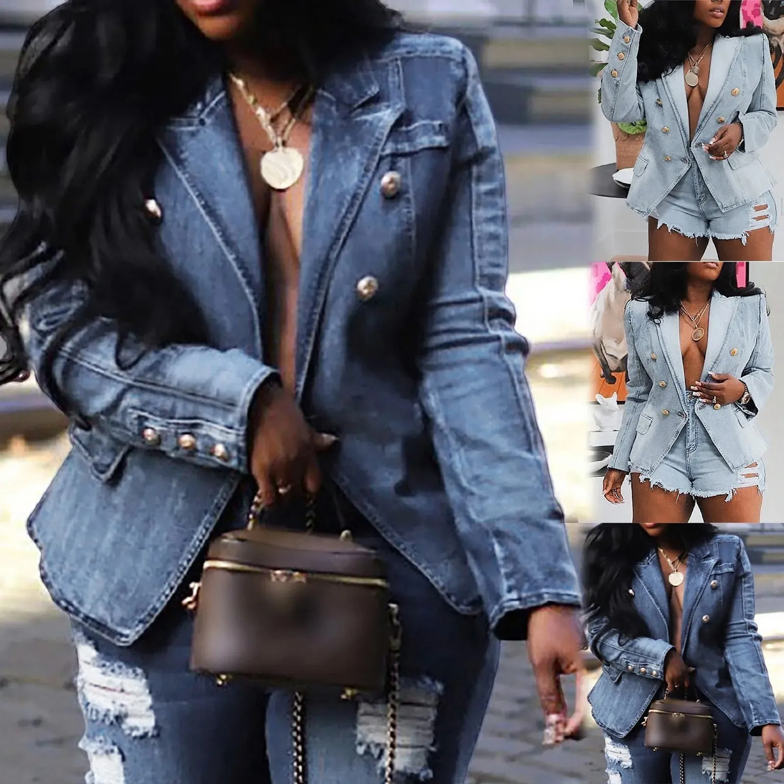 Royal Denim Double Breasted Notch Lapels