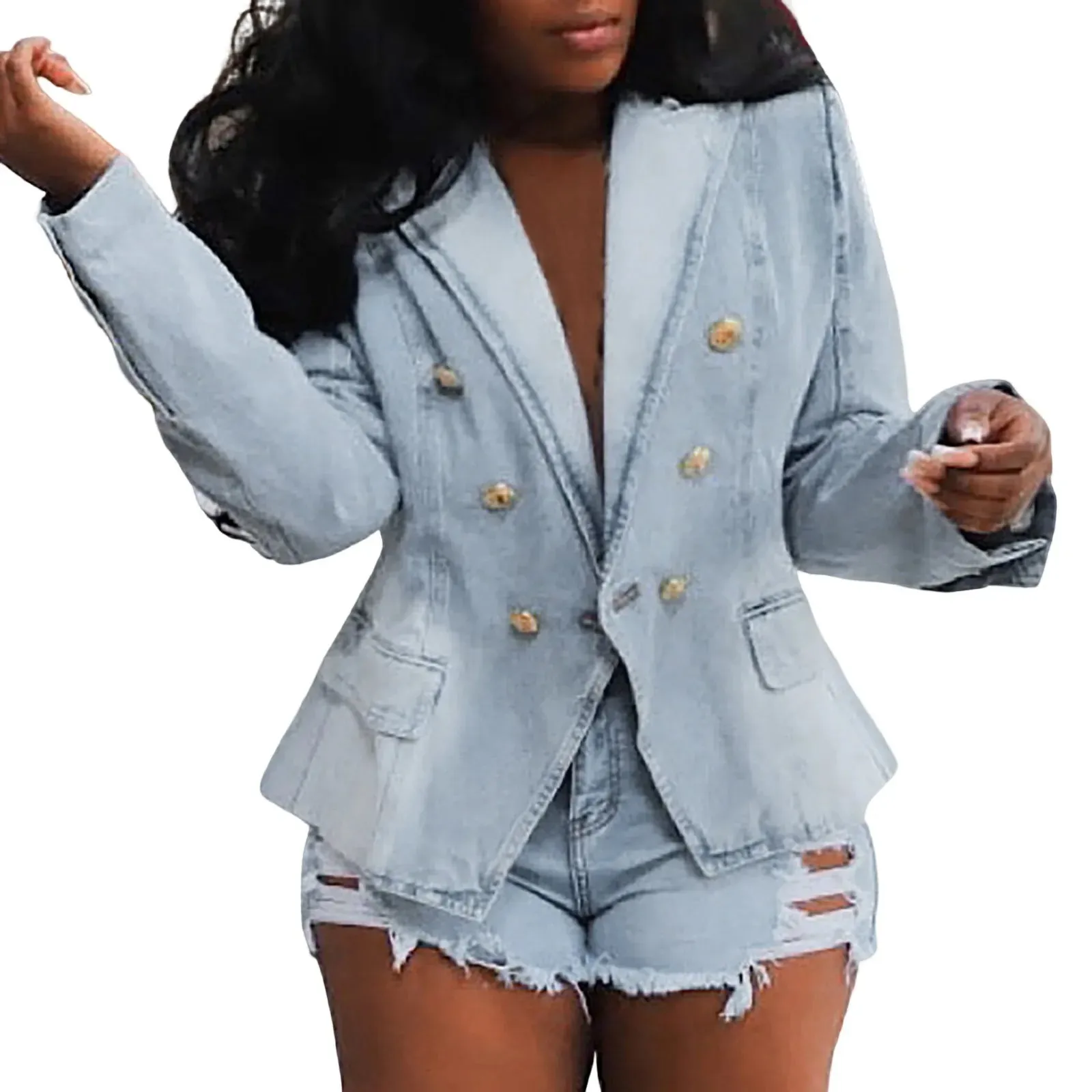 Royal Denim Double Breasted Notch Lapels