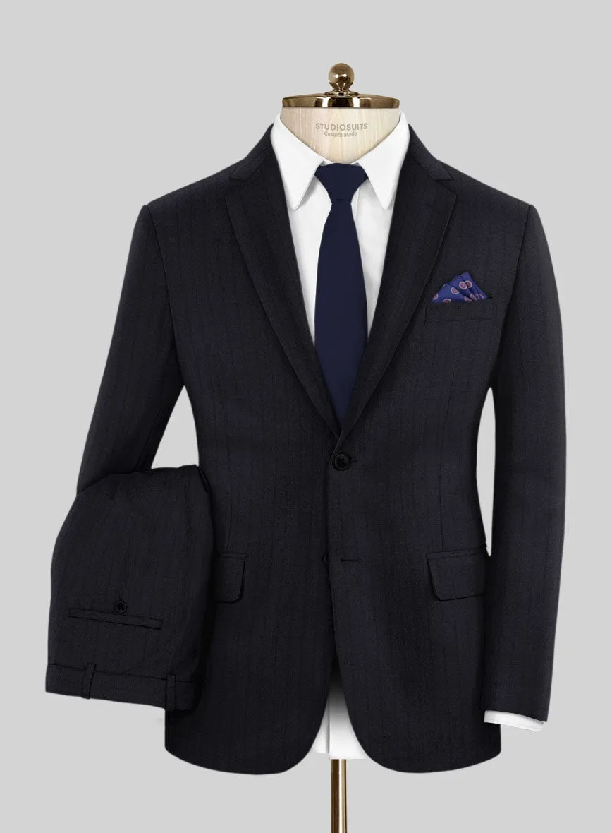 Scabal Pegico Stripe Blue Wool Suit