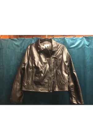 She And Sky Black Leather Moto Jacket