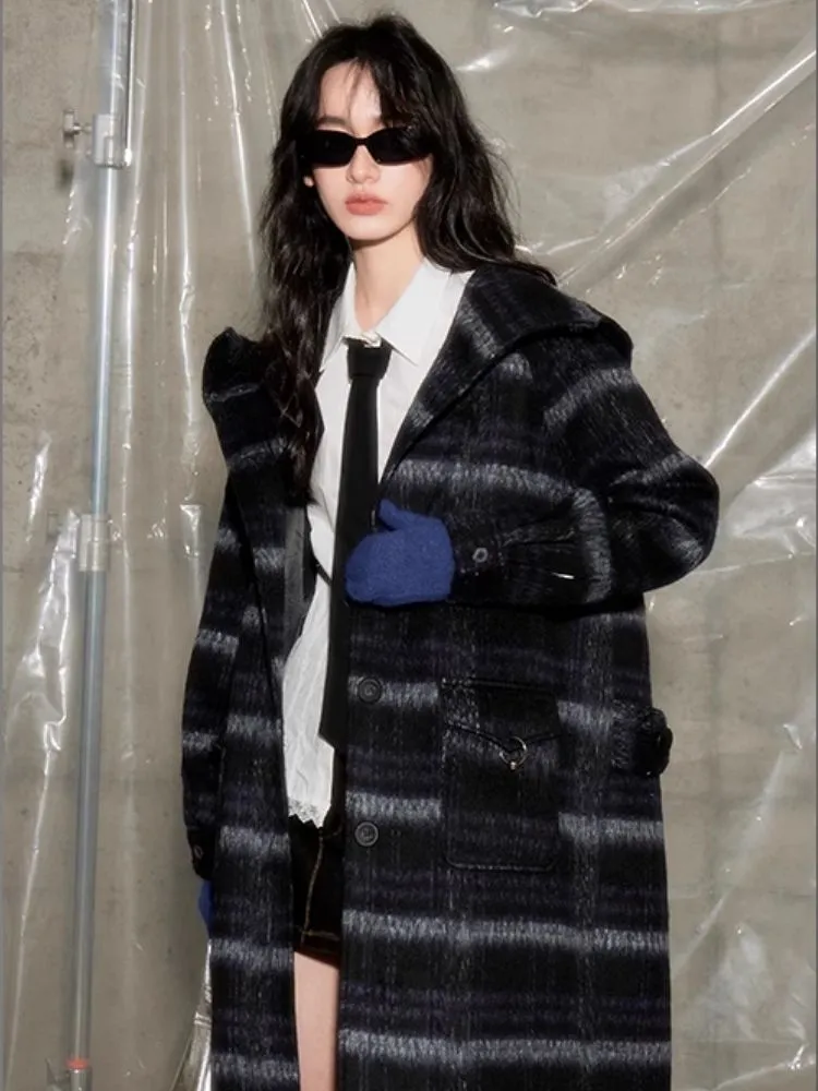 Single-faced tweed hooded coat【s0000004886】