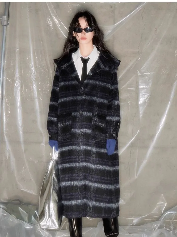 Single-faced tweed hooded coat【s0000004886】