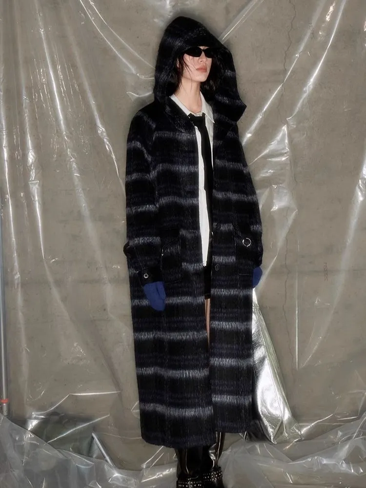 Single-faced tweed hooded coat【s0000004886】