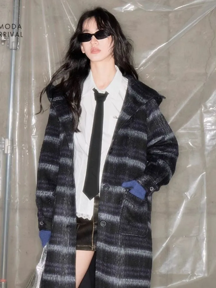 Single-faced tweed hooded coat【s0000004886】