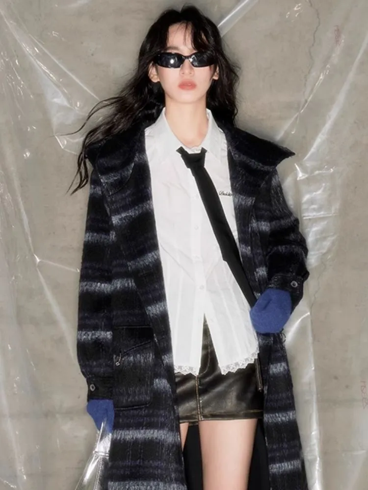 Single-faced tweed hooded coat【s0000004886】