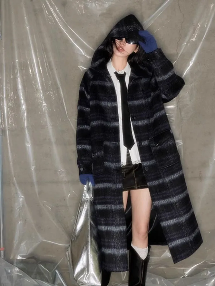 Single-faced tweed hooded coat【s0000004886】