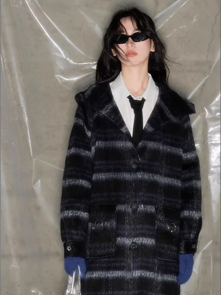 Single-faced tweed hooded coat【s0000004886】