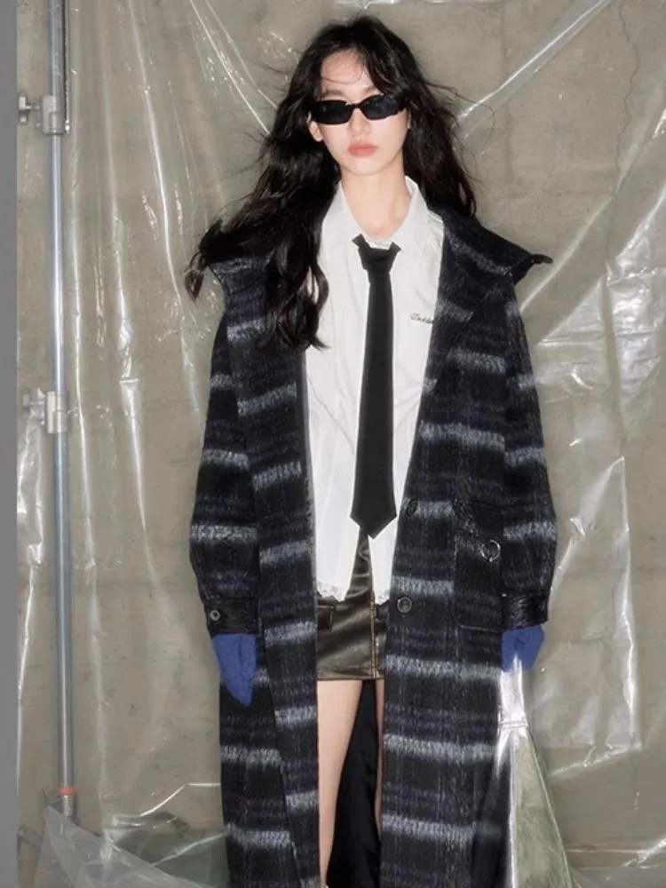Single-faced tweed hooded coat【s0000004886】