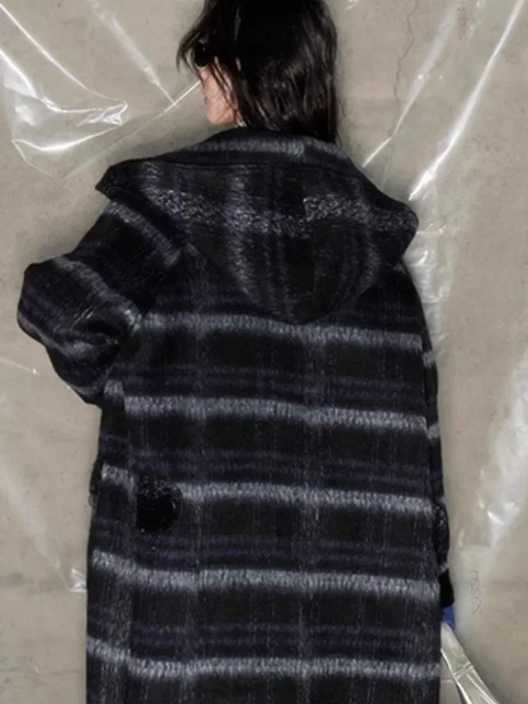 Single-faced tweed hooded coat【s0000004886】