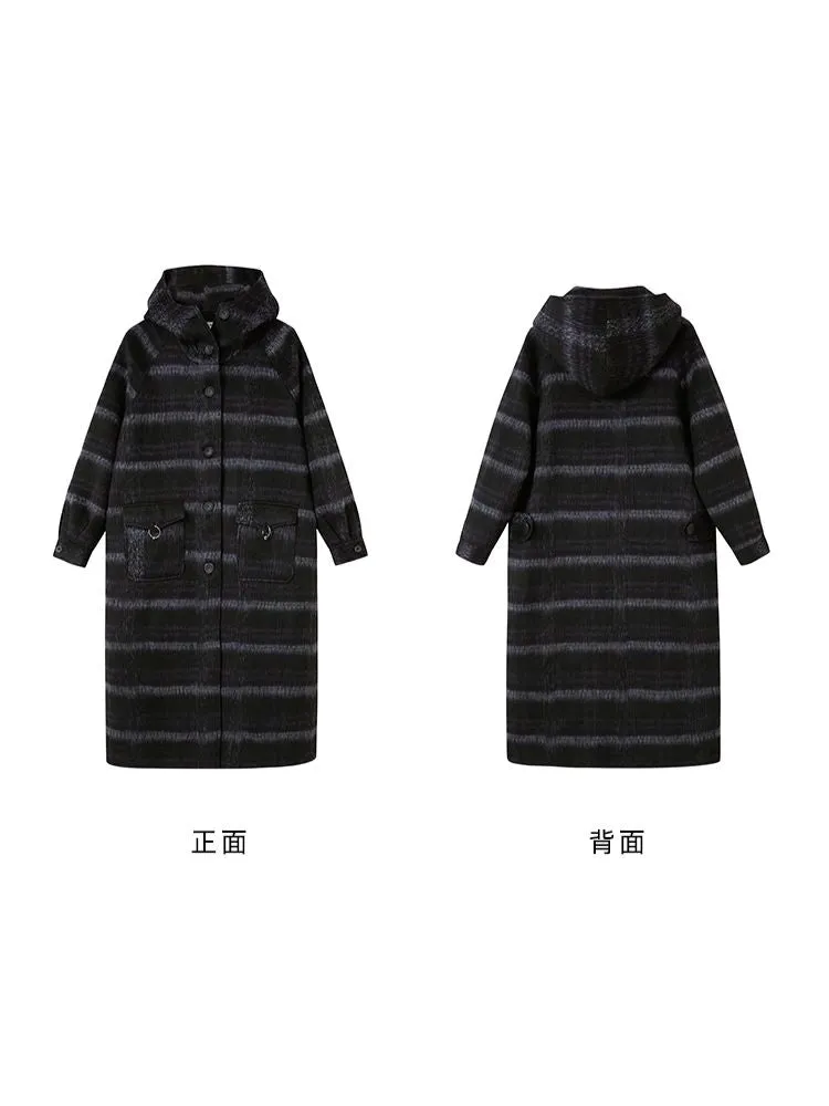 Single-faced tweed hooded coat【s0000004886】