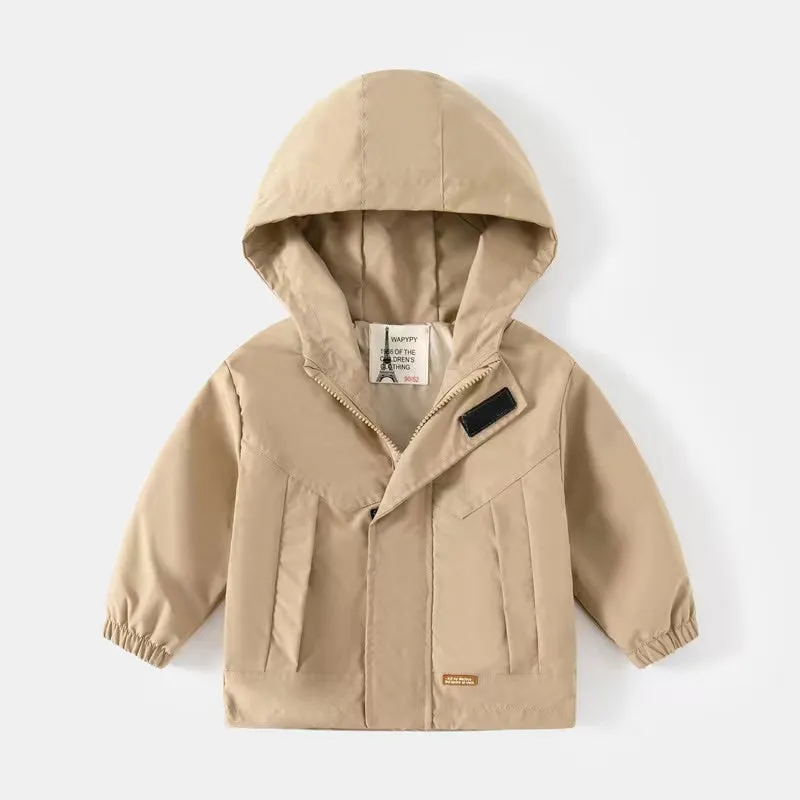 Solid Color Hoodie Windbreaker Jacket