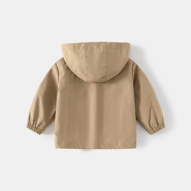 Solid Color Hoodie Windbreaker Jacket