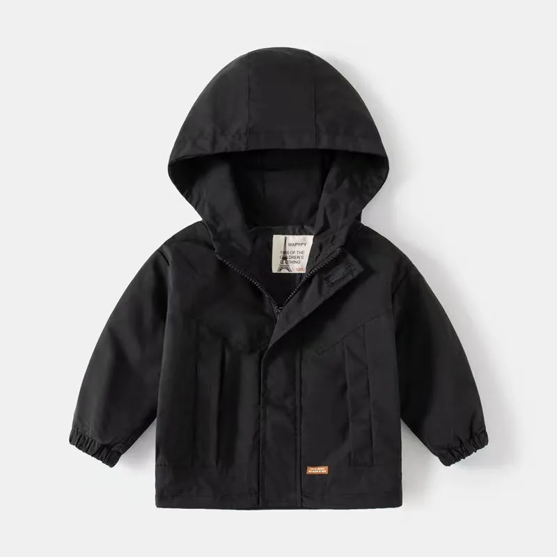 Solid Color Hoodie Windbreaker Jacket