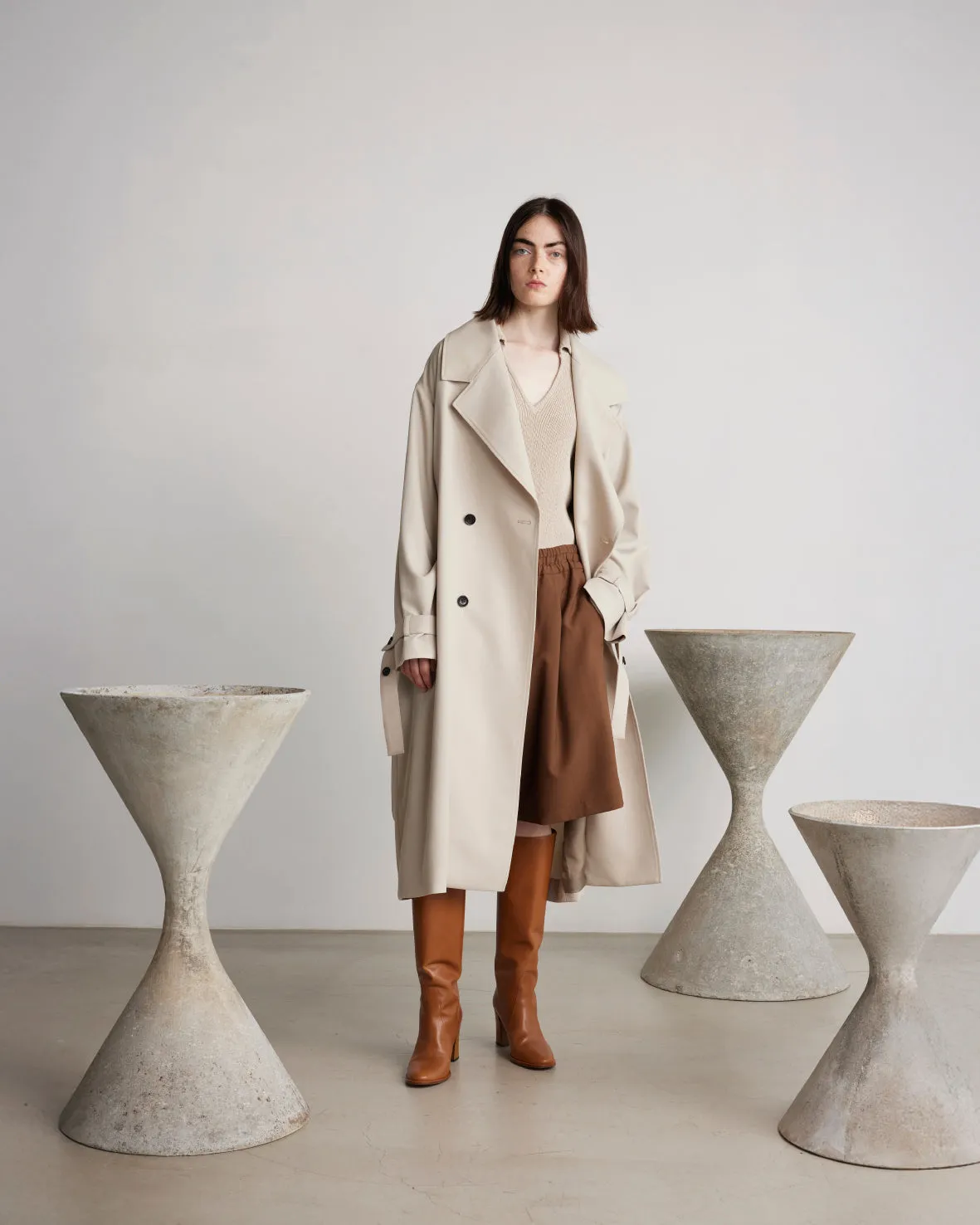 Techno Wool Nylon Trench Coat