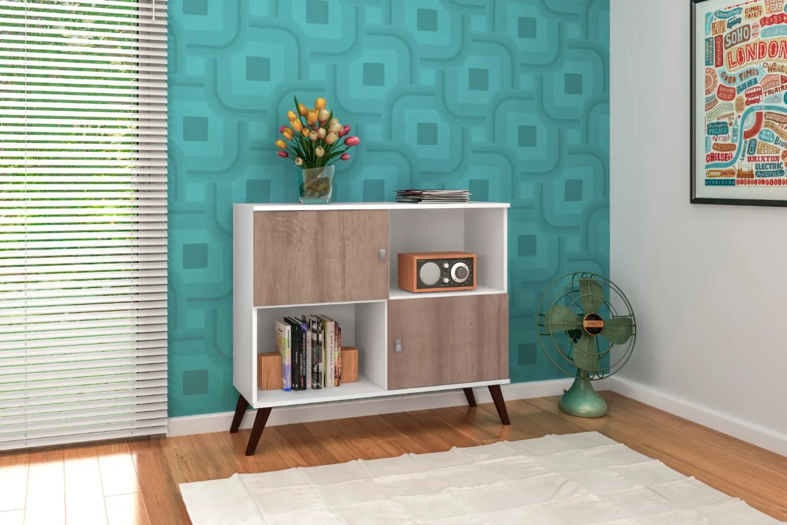 Urban Decor Exotic Designs Side Cabinet - White