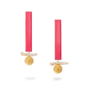 Urban muse – earrings - coral pink enamel – silver 925 – gold plated