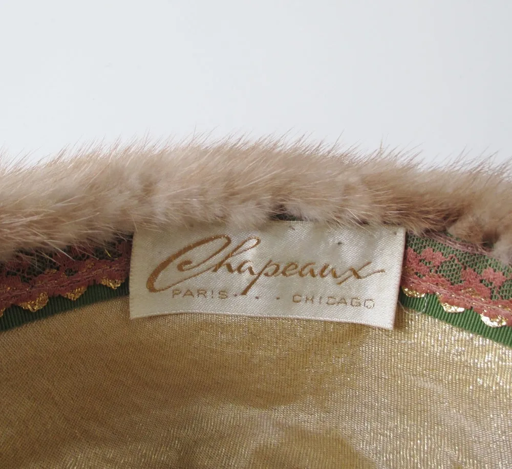 Vintage 50's Honey Blonde Mink Chapeaux Pillbox Hat