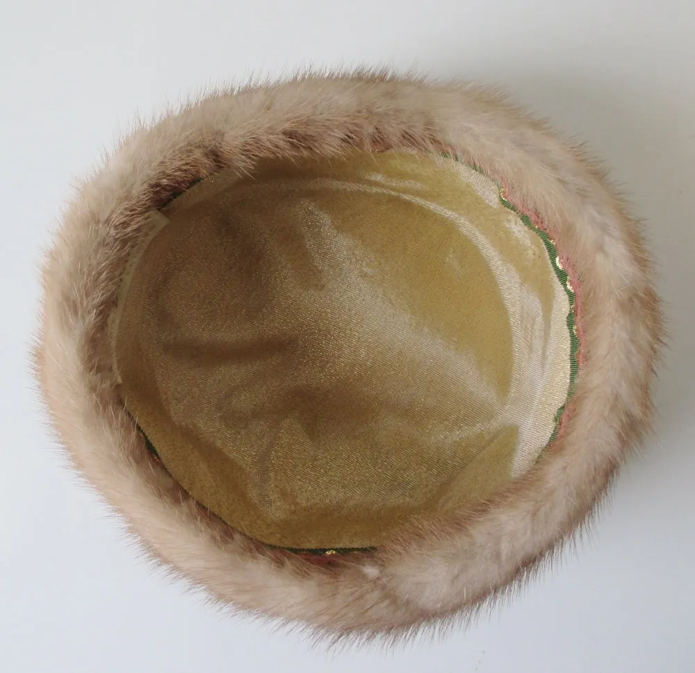 Vintage 50's Honey Blonde Mink Chapeaux Pillbox Hat