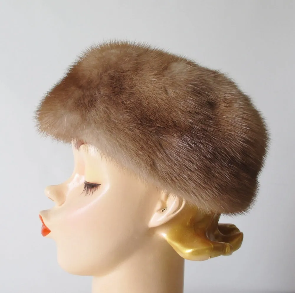 Vintage 50's Honey Blonde Mink Chapeaux Pillbox Hat