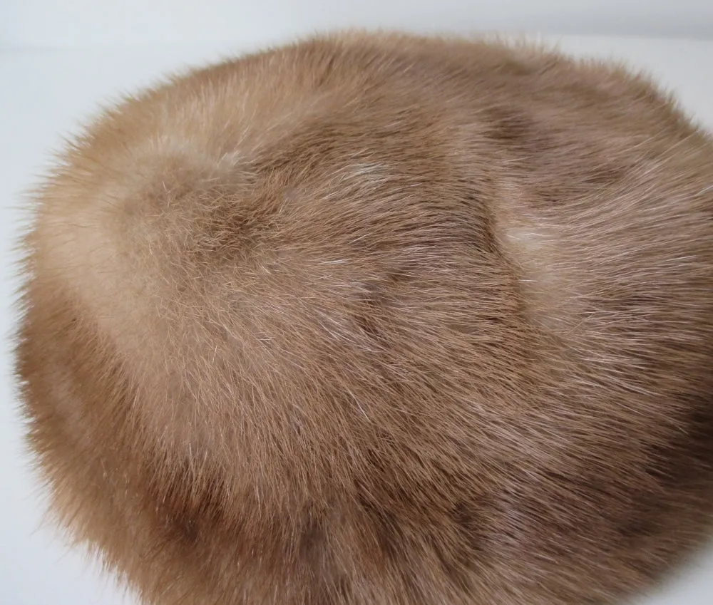 Vintage 50's Honey Blonde Mink Chapeaux Pillbox Hat