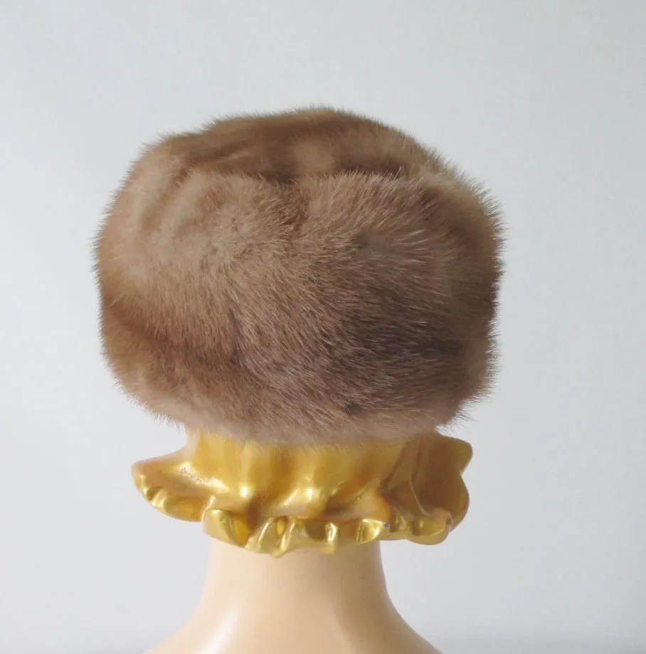 Vintage 50's Honey Blonde Mink Chapeaux Pillbox Hat