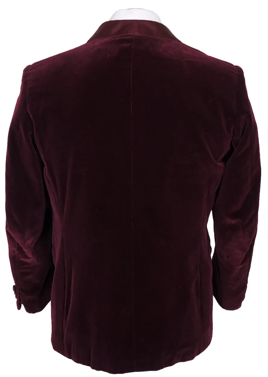 Vintage 70s Maroon Velvet Smoking Jacket by Bespoke Tailor Savile Row