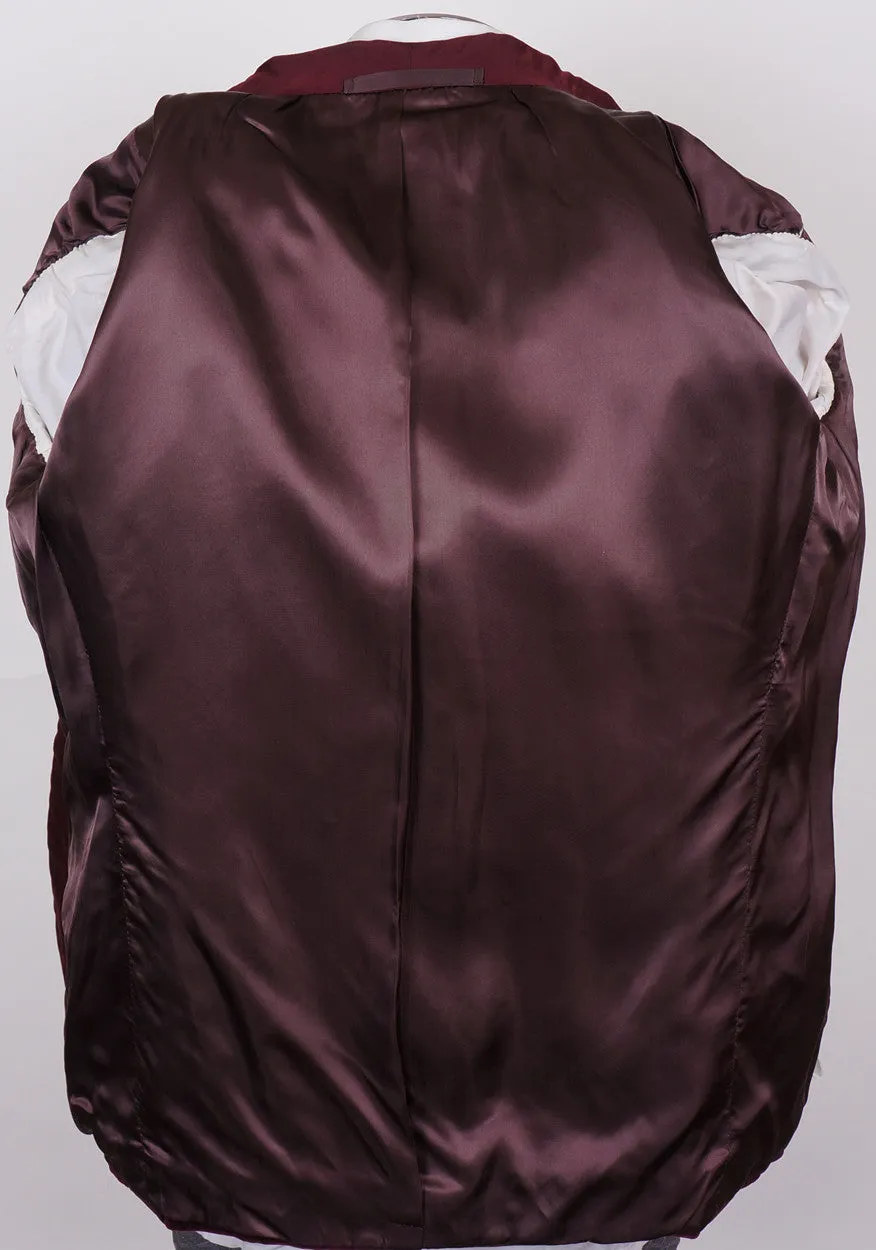 Vintage 70s Maroon Velvet Smoking Jacket by Bespoke Tailor Savile Row