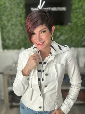 White Jean Jacket With Striped Dickey