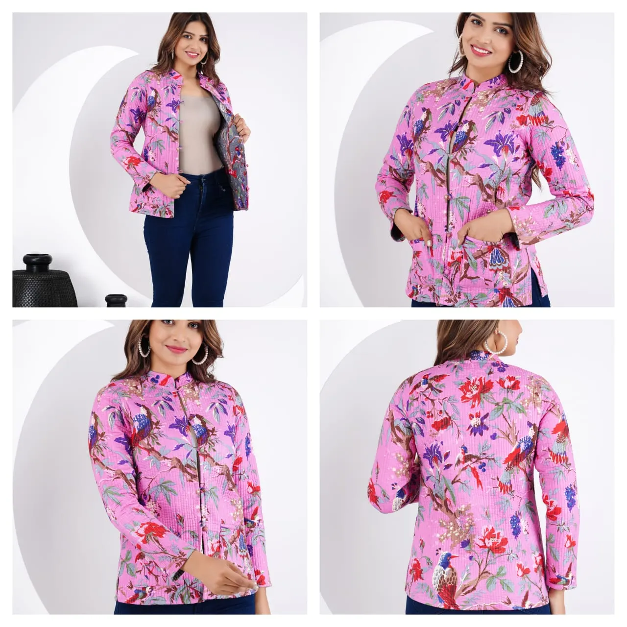 Women's Cotton Quilted Reversible Floral Jacket – Stylish & Comfortable